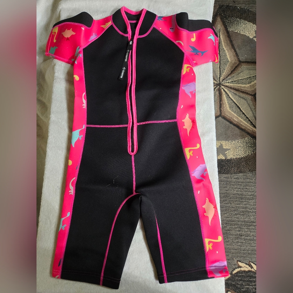 Chriffer Kids Wetsuit Shorty Wet Suit for Girls Pink/black XXL NWT